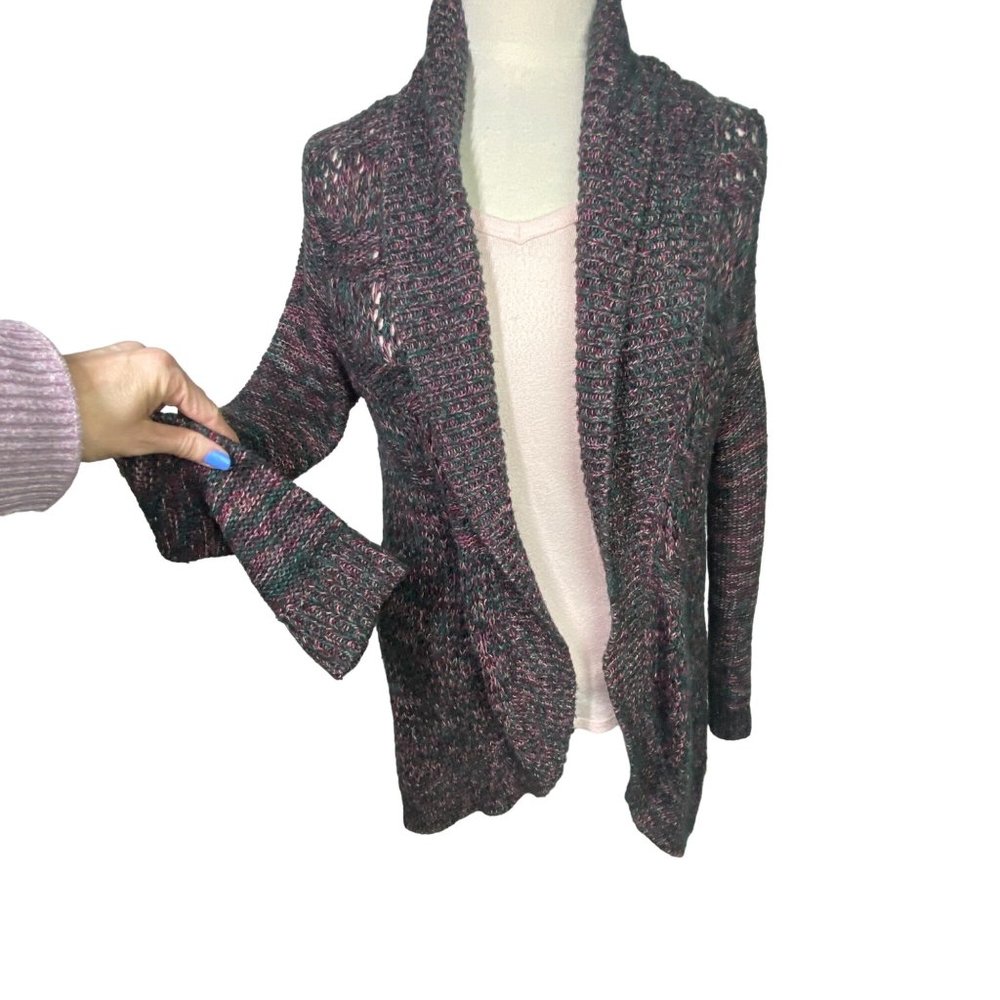 Torrid Cardigan Size 0 Large Open Knit Sage Green Pink Viva Magenta Cozy Boho